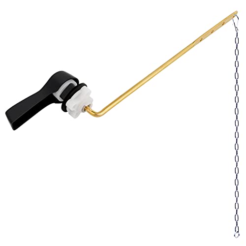 Hibbent Universal Metal Front Mount Toilet Handle Replacement Kit | Matte Black Solid Brass Toilet Flush Tank Lever, Stainless Steel Flapper Chains for Most Toilet Tanks - color: Matte Black, style: Upgraded Front Mount