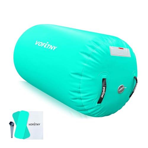 VOFiTNY Gymnastics Tumbling Equipment Air Barrel Inflatable Octagon Tumbler Roller Back-bend Trainer Cheerleading Without Pump - color: Mint nopump, size: 2.6'L x 1.55'D