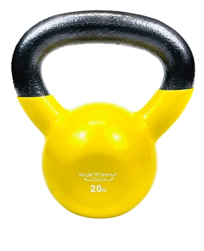 Vinyl Coated Cast Iron Kettlebell Weight - color: 20 LB + 20 LB -Yellow