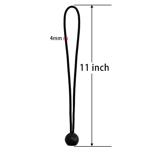 AOPRIE 30 Pcs Bungee Cords with Balls 11 inch Black Ball Bungees Heavy Duty Tarp Bungee Cords Trap Weather Resistant Tie Down Strap for Camping, Tents, Cargo, Holding Wire and Hoses - size: 11 In Cords