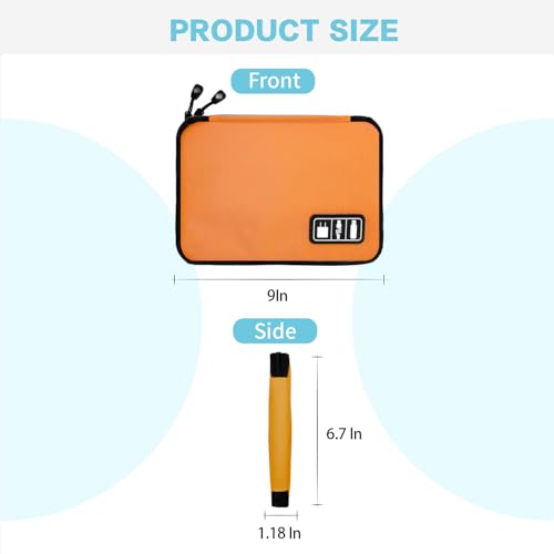 Lcsmaokin Electronics Travel Organizer,Portable Waterproof Electronic Travel Storage Bag for Small Charging Cord Storage,Charger,SD Card etc,for Travel,Business-Orange Green - color: C-Orange-Green, size: Single Layer