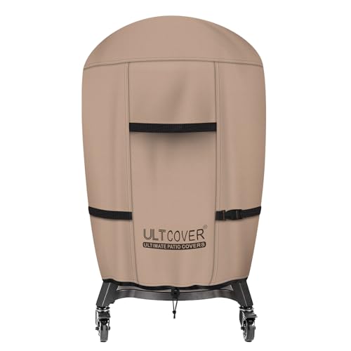 ULTCOVER Outdoor Waterproof Charcoal Kamado Joe Grill Cover for 22-24 inch Char-Griller Char-Broil and Other Round Smokers Size Up to 36” Dia x 45” H - color: Brown-Round, size: 36” Dia x 45” H