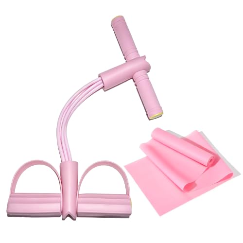 7PCS Resistance Bands Set, 6-Tubes Pedal Resistance Bands with Handles, 5pcs Elastic Workout Band for Physical Therapy, Stretching, Strength Training, Home Gym Equipment for Women Men (Blue) - color: Pink+