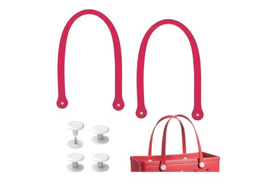 Replacement Straps for Large Rubber Beach Bag, Replacement Handles with 4 Snaps for Rubber Beach Bag, EVA Bag Strap Replacement, Beach Bag Repair Kit (Red) - color: Red