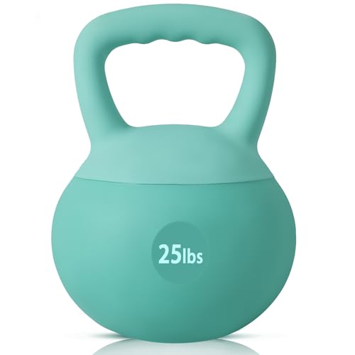 sogesfurniture Soft Kettlebells,Safe Strength Training Kettlebells,Iron Sand Filled Weights Strength Training Kettlebells,Fitness Soft Kettlebells for Women Men Children - color: 25LBS-Mint Green