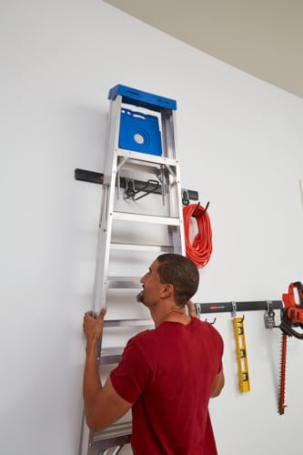 Rubbermaid Fasttrack Garage Storage Utility Hooks 7 Piece Black All in One Rail Hook Kit and Tool Organizer Heavy Duty for Home/Garage/Shed/Garden - size: 2 Rails, 5 Hooks