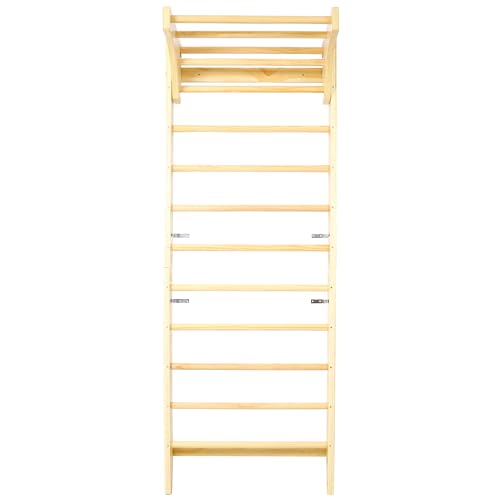 Wall Mounted Swedish Ladder & Pull Up Bar - Professional Stall Bars for Physical Therapy & Home Gym - High Weight Capacity Wooden Training System for Rehab & Strength Exercises