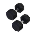 Ader 2lb-120lb Black Octagon Rubber Dumbbells Pair - size: 40lb