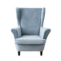 NILUOH Thick Velvet Wingback Chair Slipcovers 2-Piece, Stretch Wing Chair Covers Soft Sofa Slipcover Wing Back Armchair Cover Furniture Protector for Living Room - color: Foggy Blue