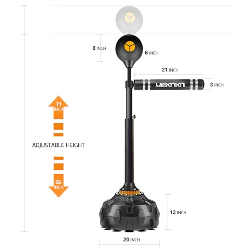 Freestanding Reflex Bag,360° Punching Bag Spinning Bar with Stand,Height Adjustable for Boxing Speed Trainer- for Adults & Teenagers.
