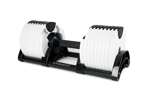 Adjustable Dumbbell (Single) 5-40/80lb, 5lb Increments, for Home Gym Fitness - Upto 20 weight settings - color: WHITE - 80LB