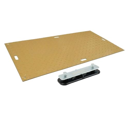 Mytee Products 12 Pack 4' x 8' Tan Ground Protection Mats with Diamond Plated Tread Design & 22 Pcs Single Connectors - Polyethylene Mat, Easily Supports 120 Ton Loads on Lawns, Dirt, & Other Areas - color: Tan, size: 12 - Pack