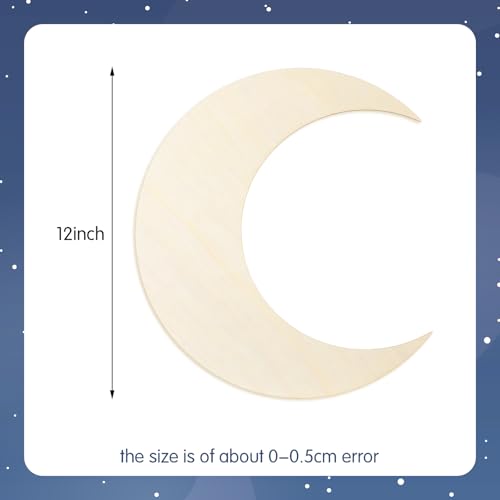 12 Pack 12 Inch Wooden Moon Cutout for Crafts Large Blank Moon Cutout Unfinished Wood Slices Summer Ornaments Door Hanger Decor for Celestial Night Sky Craft - color: Moon