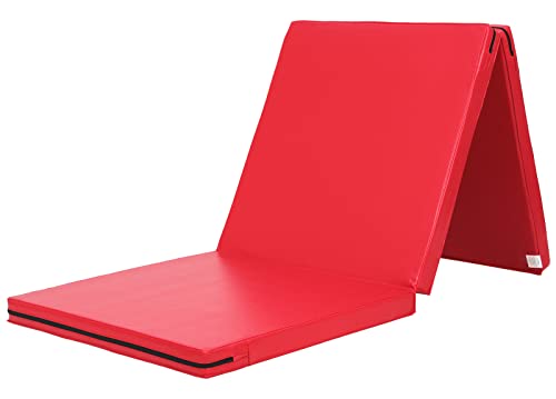KaRaDaStyle Gymnastics Mat Folding Stretch Mats 71"x24"x2" Exercise Muscle Training Children Play Horizontal Bar Mat Yoga Sports Soundproof Home Use - color: Red