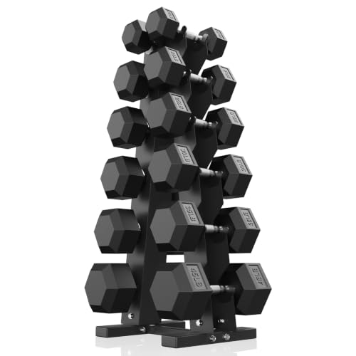 Hex Dumbbell Sets with Rack, 85-560lb Dumbbell Weight Set & Storage Rack | PAPABABE Dumbbell Set with Stand, Rubber Dumbbell Weight Set, Multiple Options Hand Weight for Strength Training - size: 330lb (10, 20, 25, 30, 35, 45lb)x2& Rack