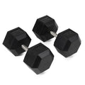 Titan Fitness 120 LB Pair Free Weights, Black Rubber Coated Hex Dumbbell, Straight Stainless Steel Handle, Strength Training, Full Body Workout