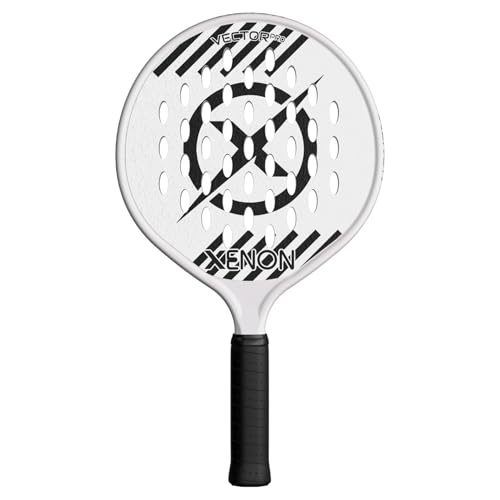 Vector Pro Spin Max Version 2 Platform Tennis Paddle by Xenon Paddle, Oversize Head, Even Balance Point, Medium Firmness Foam Core, Power and Control, 4.25” Grip, White