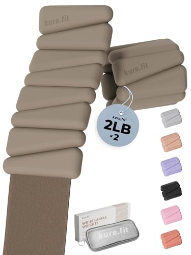 Pilates Weight | Wrist & Ankle Weights for Women | Weighted Bangles | 1LB/ 2LB Each (Set of 2) - color: Taupe, size: 2 LB