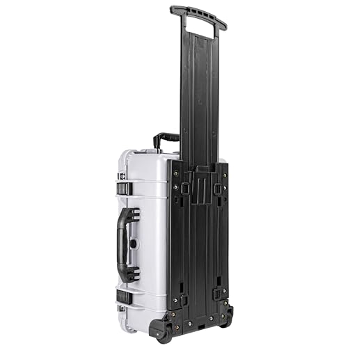 Eylar 22" Carry-On Roller Hard Case With Ragar Reconfigurable & Reusable XP Crosslink Foam, Waterproof, Shockproof For Equipment, Drones And Cameras, TSA Standard (2 Ragar Layers) (White) - color: White