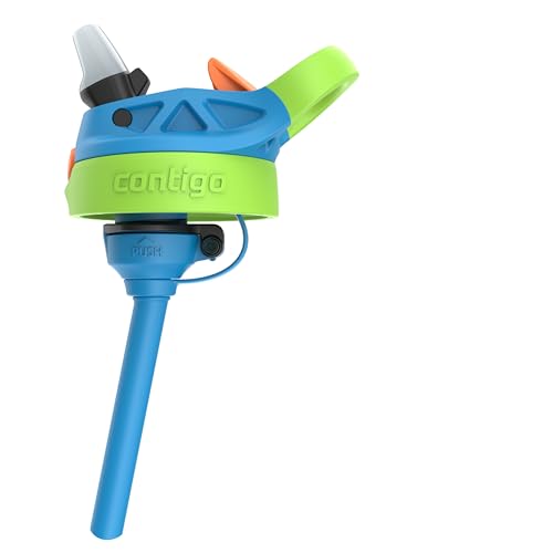 Contigo Autospout Kids Water Bottle 14oz Single Pack Blue Poppy/Cool Lime - color: Blue Poppy/Cool Lime, size: 14 oz (Pack of 1)