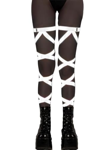 Ella Lust Reflective Rave Leg Wrap for Women - Adjustable Holographic Glow Straps Music Party Accessories EDC Concert Outfits - color: Reflective Silver