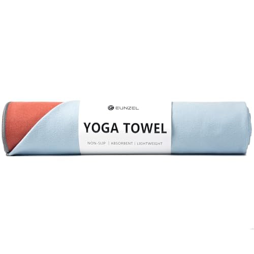 Eunzel Hot Yoga Towel, Reversible Two-Tone Non-Slip Yoga Mat Towel, Sweat Absorbent for Hot Yoga, Pilates and Workout, 72" x 26.5", Sedona Red& Blue - color: Sedona Red& Blue