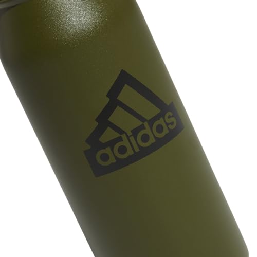 adidas Stainless Steel Metal Water Bottle 34 oz (1L) Screw Cap - color: Focus Olive Green/Black
