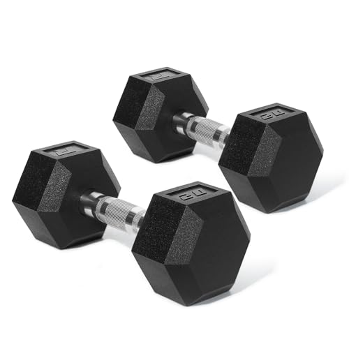 Ritfit 5-650 LBS PVC Encased Hex Dumbbell Sets with Optional Rack for Home Gym, Hand weight with Chrome Handle for Strength Training,Workouts - style: 2X20LBS