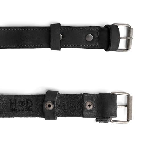 Hide & Drink, Set of 2 Rustic Bicycle Ankle Bands, Brass Metal Buckle, Adjustable Straps for Legs, Classic Vintage Gifts for Cyclists, Full Grain Leather, Handmade - color: Charcoal Black