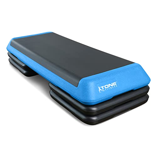 Tone Fitness Compact Aerobic Step Platform | Exercise Step - style: Black/Blue
