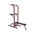 Stamina Full Body Power Tower 735 - Dip Bar with Built-in Bench and Rack - Pull Up Bar Station with Smart Workout App - Dip Bars for Home Workout - Up to 300 lbs Weight Capacity | Dip Bar with Built-in Bench and Rack; Pull Up Bar Station with Smart Workou