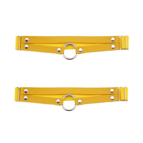 Adjustable O-ring Leg Garter, Elastic Thigh Garters Belt for Women, 1 Pair - color: Yellow