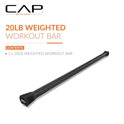 CAP Barbell Weighted Workout Bar | 5-20 lb | Multiple Options - style: 20 LB, Black
