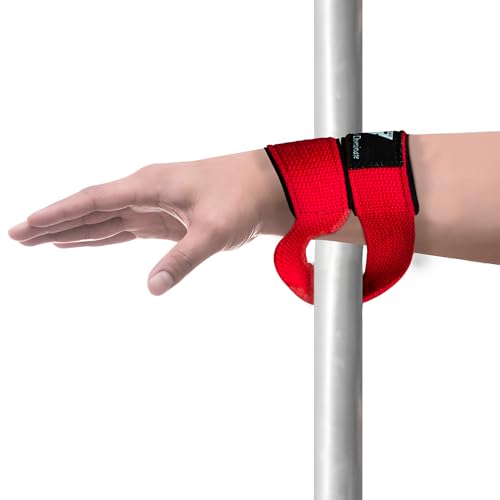 Weight Lifting Straps Figure 8, Anti Slip Strap with cuffs wrist Support for Gym Workout Deadlift Powerlifting Bodybuilding Weightlifting, Fitness Strength Training, Hand Bar Grip for Men - color: Red