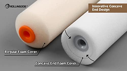ROLLINGDOG 2 Inch Mini Foam Paint Roller Covers Paint Roller Sleeves | 8PC Concave Design High Density Foam Roller Refills for Smooth Even Painting - color: 8pc 2" Concave Roller