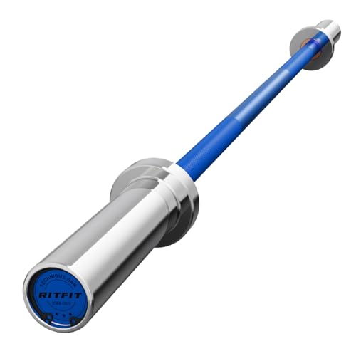 RITFIT Olympic Barbell 4ft/6ft - 2 Inch Weight Bar for Strength Training, Weightlifting, Squat, Deadlift, Bench Press, Curl, Overhead Press - 350lbs/500lbs Capacity - color: Silver/Blue, size: 4FT without Collar