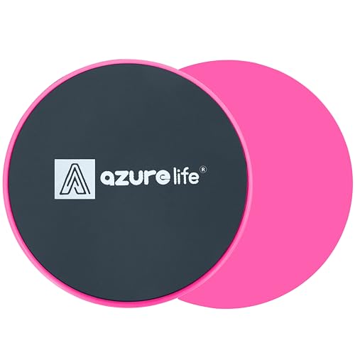 A AZURELIFE Exercise Core Sliders, Dual Sided Exercise Gliding Discs Use on Carpet or Hardwood Floors, Light and Portable, Perfect for Abdominal&Core Workouts - color: Pink