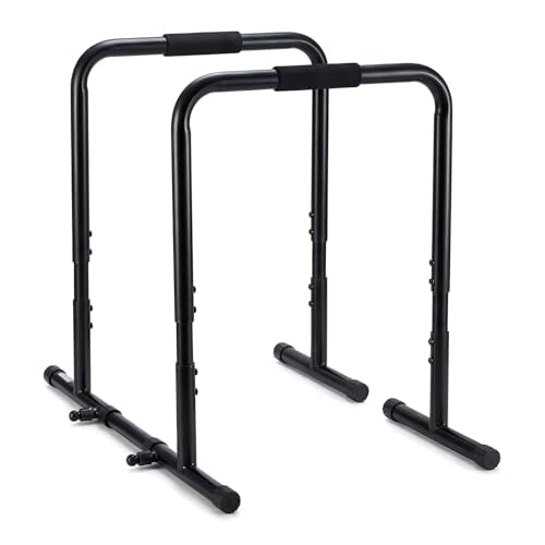 OLIXIS Dip Bar, Adjustable Heavy Duty Dip Station with Soft Foam Handles | Stabilizer Parallel Parallette Bar Fitness Equipment for Home, Gym, Patio, Office