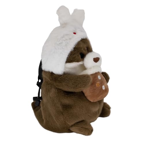 Rock Climbing Chalk Bag – Cute Plush Chalk Bag for Bouldering, Gym, Indoor & Outdoor Climbing – Drawstring Closure, Adjustable Waist Belt – Fun Character Design for Climbers - color: Dark Otter Bunny