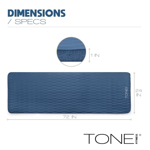 Tone Fitness 1-Inch Thick Yoga Mat | High-Density, Non-slip Exercise Mat with Carrying Strap for Yoga, Pilates, & Home Gym Workouts | Multiple Options - color: Blue, style: Mesh