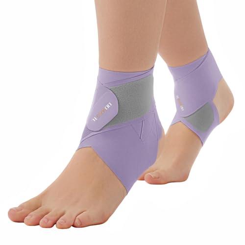 Ultra Thin Ankle Wraps Ankle Brace for Men ＆ Women, Adjustable Ankle Straps for Arch, Sprained Foot, Tendinitis, Football, Basketball, Running（Violet, 2 Pack） - color: Violet, size: 2 Pack