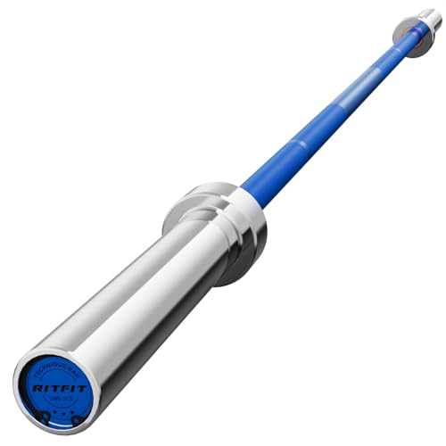 RITFIT Olympic Barbell 4ft/6ft - 2 Inch Weight Bar for Strength Training, Weightlifting, Squat, Deadlift, Bench Press, Curl, Overhead Press - 350lbs/500lbs Capacity - color: Silver/Blue, size: 6FT without Collar
