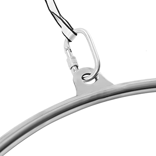 90cm/3ft Aerial Yoga Ring, Aerial Lyra Hoop Gymnastic Equip, Lifting Ring Single Point Yoga Dance Equipment, 770lbs Steel Pipe Hoop with Swivel, Carabiners, for Home, Gym, Dance Studio, Performance