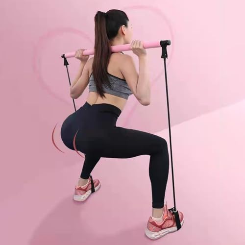 Stretched Fusion Pilates Bar Multifunctional Easy Installation Workout Bar | Elastic Portable for Home Gym, Travel, Pilates Workouts, Full Body Toning, Core Stability, Stretching, Resistance Band - color: Multicolor