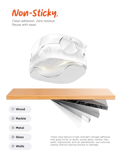 Cable Clips,12Pack Cord Holder Cord Organizer [1s Lock & Strongest Adhesive] Spring Cord Clips Phone Charger Wire Desk Cable Management Nightstand Home Office School Decor Women Desk,Transparent Clear - color: Transparent Clear, size: 12 Pack