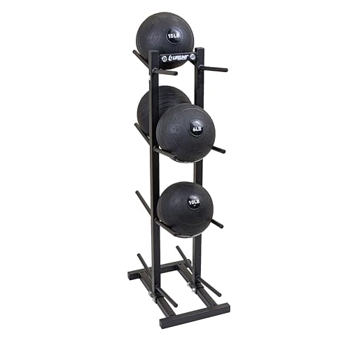 Lifeline Slam Ball Rack – Vertical 8-Tier Storage for Slam Balls and Medicine Balls, Black Powder-Coated Steel, Holds Balls up to 11" Diameter