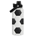 SANDJEST Soccer Water Bottle with Lid - 32oz Insulated Stainless Steel Sport Bottles - Men Soccer Player Fan Coach - color: Soccer 1