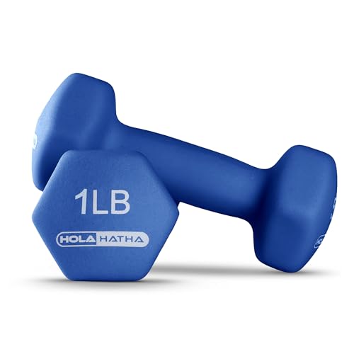 HolaHatha 1, 2 and 3 lb Neoprene Dumbbell Strength Training Weight Set with Rack - color: Blues, size: 12 LB