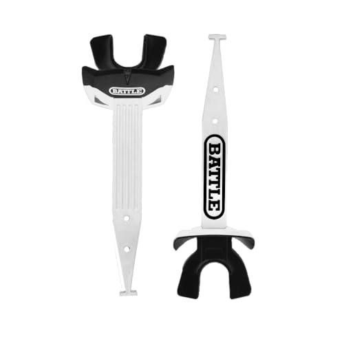 Battle Sports Speed Pro Two-Tone Mouthguard, No Boil, Braces Compatible, Connected Strap, Maximum Breathability (White/Black) - color: White/Black