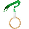 Baby Pull Ring, Wooden Activity Ring with Strap, Early Development Toy - color: Green and Beech Wood